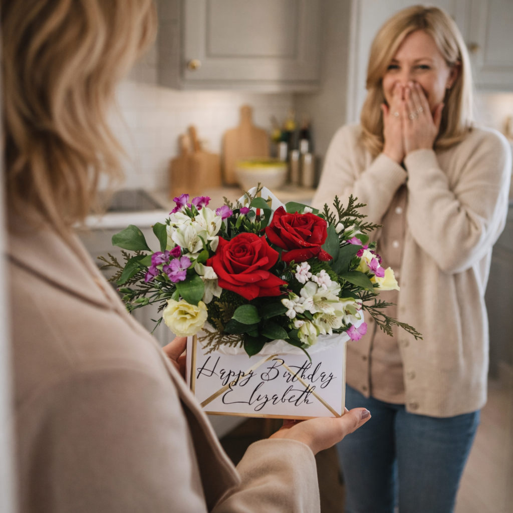Custom Floral Envelope Box – Red Rose Mix