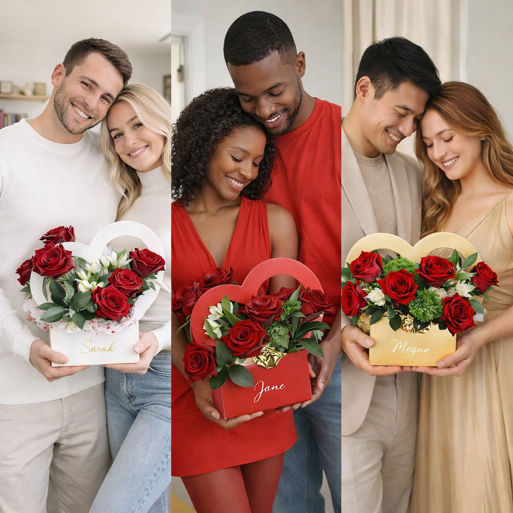 Personalized Floral Handbag Box – White