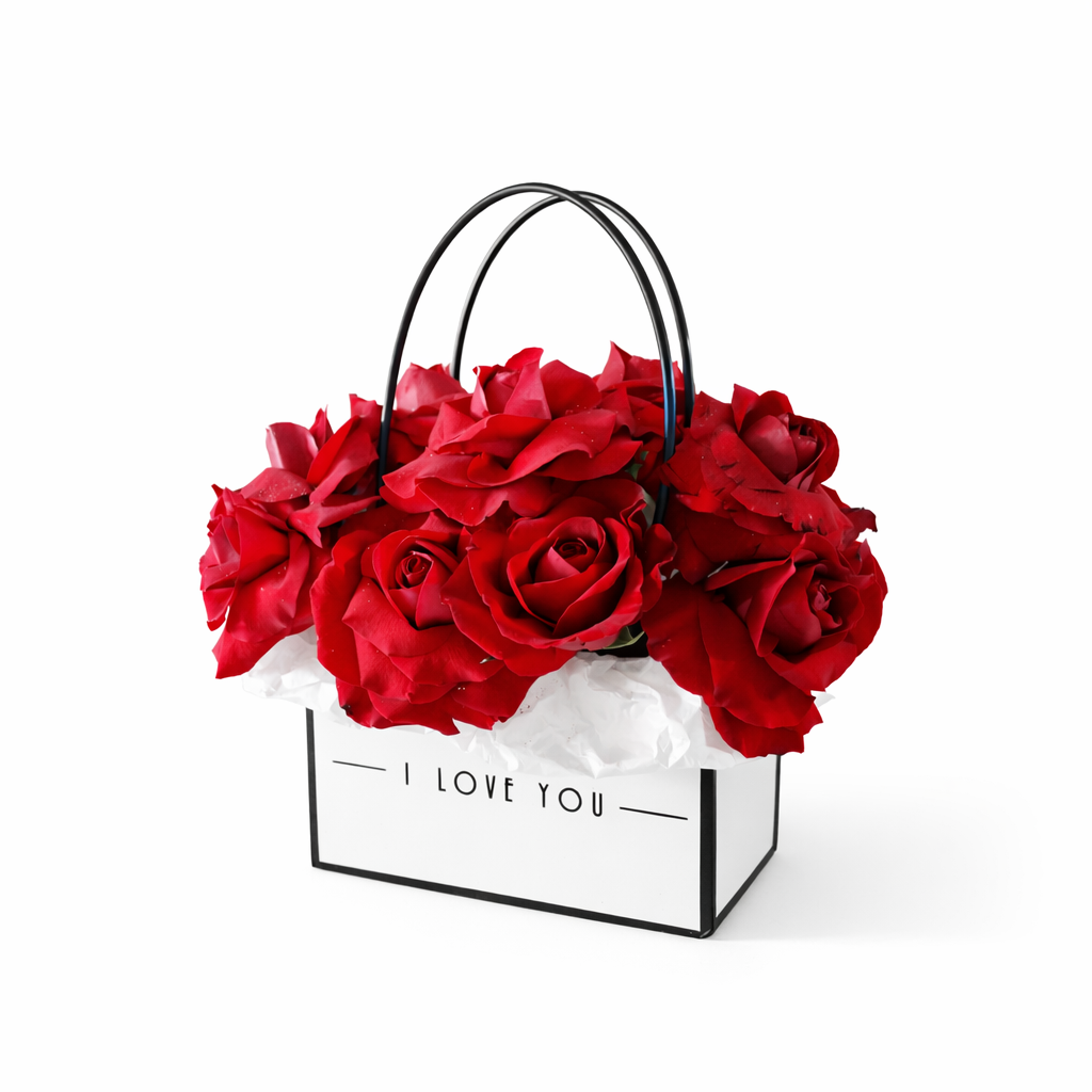 Stylish Red roses box with Your Text