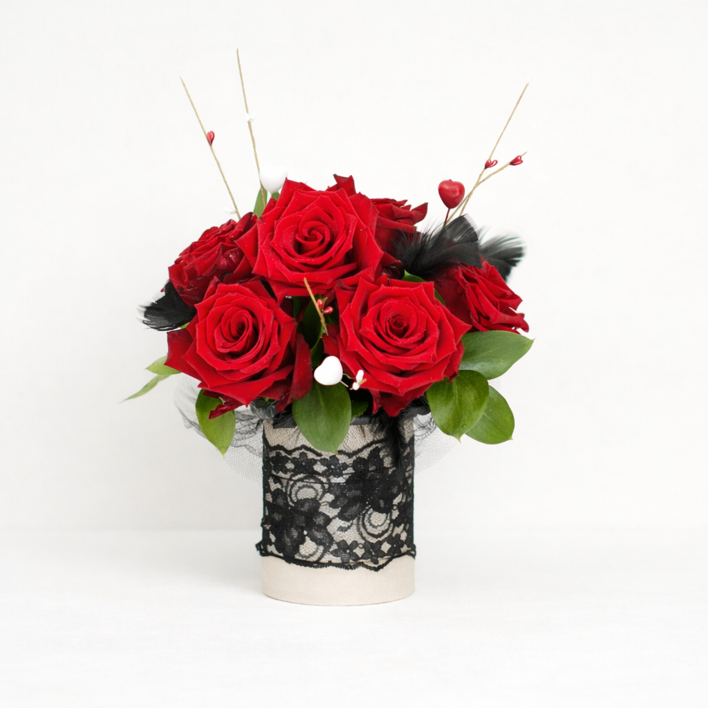 Black Lace Rose Arrangement