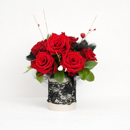 Black Lace Rose Arrangement