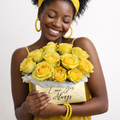 Golden Metallic Floral Envelope – 12 Yellow Roses (Customizable)