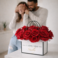 Stylish Red roses box with Your Text