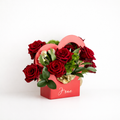 Personalized Heart Box with Red Roses - Red